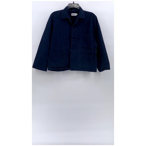 FINERY Women's Navy Button-Up Long Sleeve Relaxed Fit Utility Shirt Jacket SZ S - Picture 1 of 11
